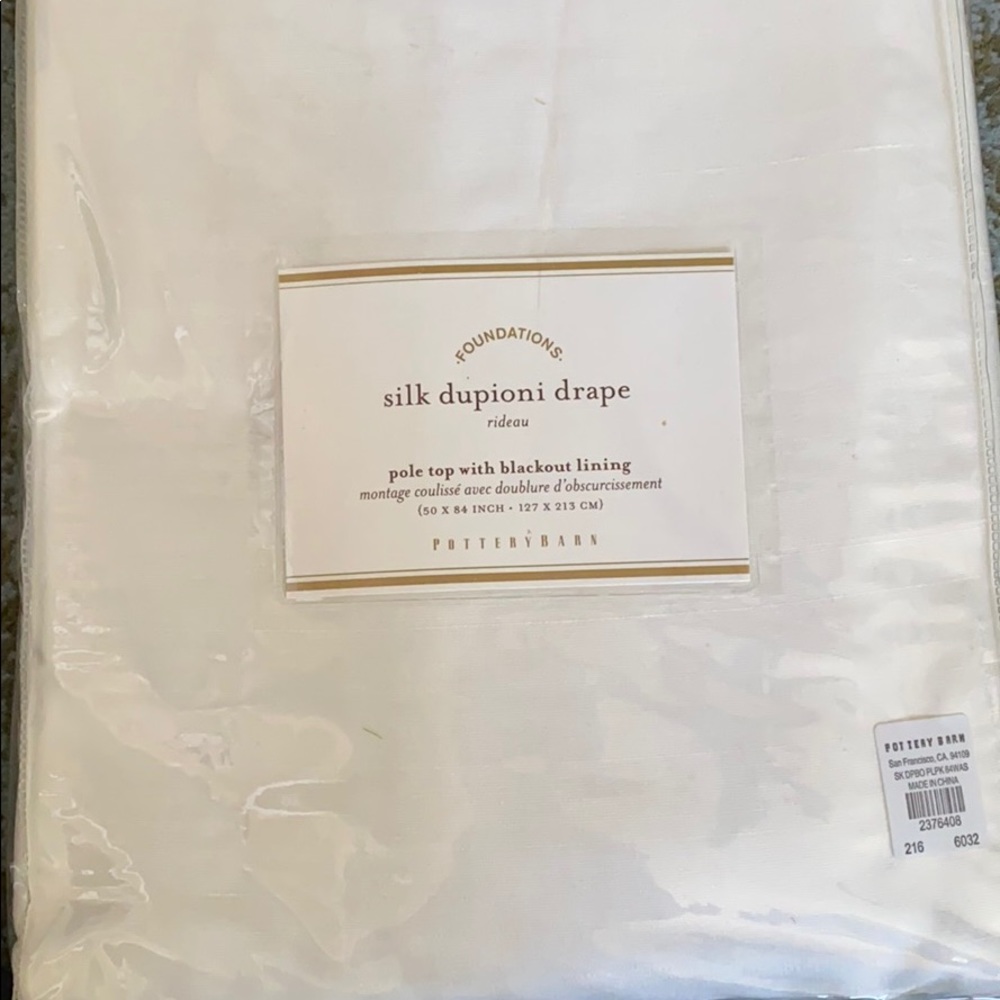 Pottery Barn Ivory Silk Dupioni Blackout Drapes